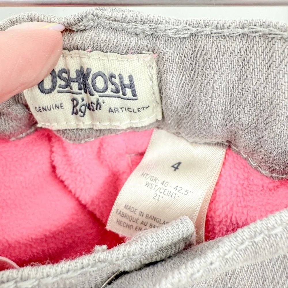 OshKosh B'gosh Gray and Pink Jeans with Stylish Cuffs